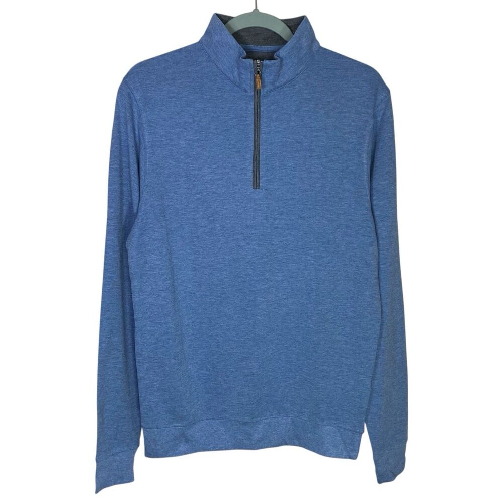 Collars & Co 1/4 Zip Sweater Mens Small Pullover Blue Heather Cloud Cotton NWT